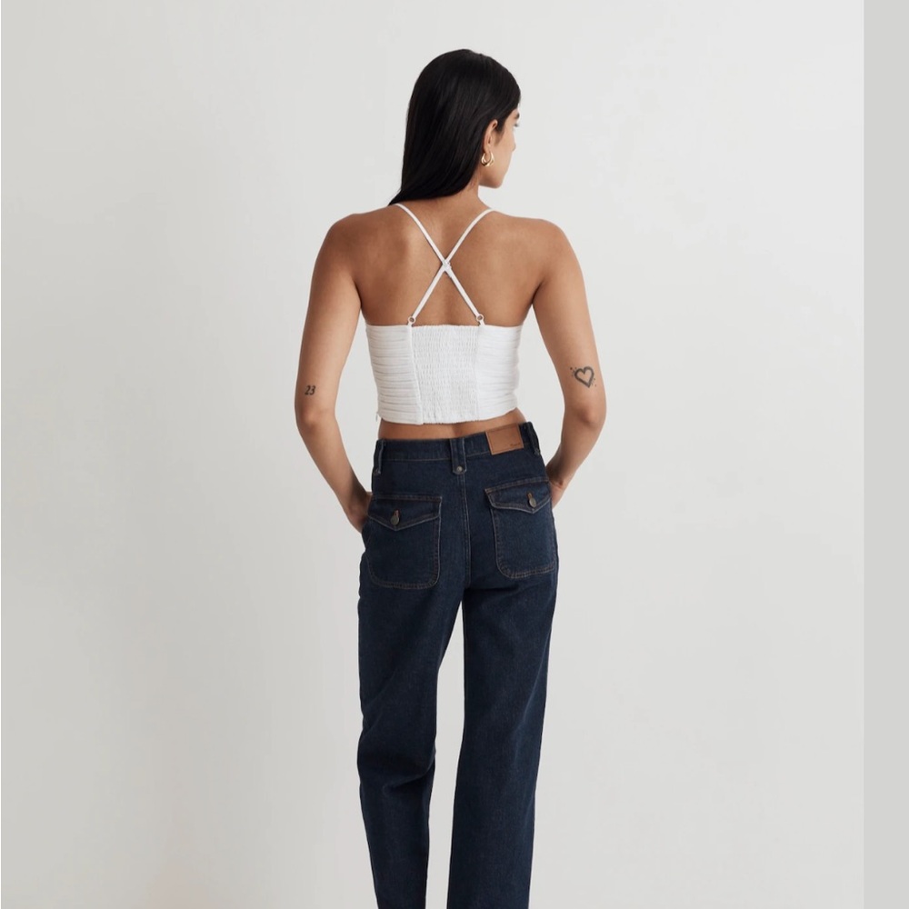 Madewell Poplin Crop Tube Top sz 4 NWT, Preppy, Summer - Picture 3 of 8